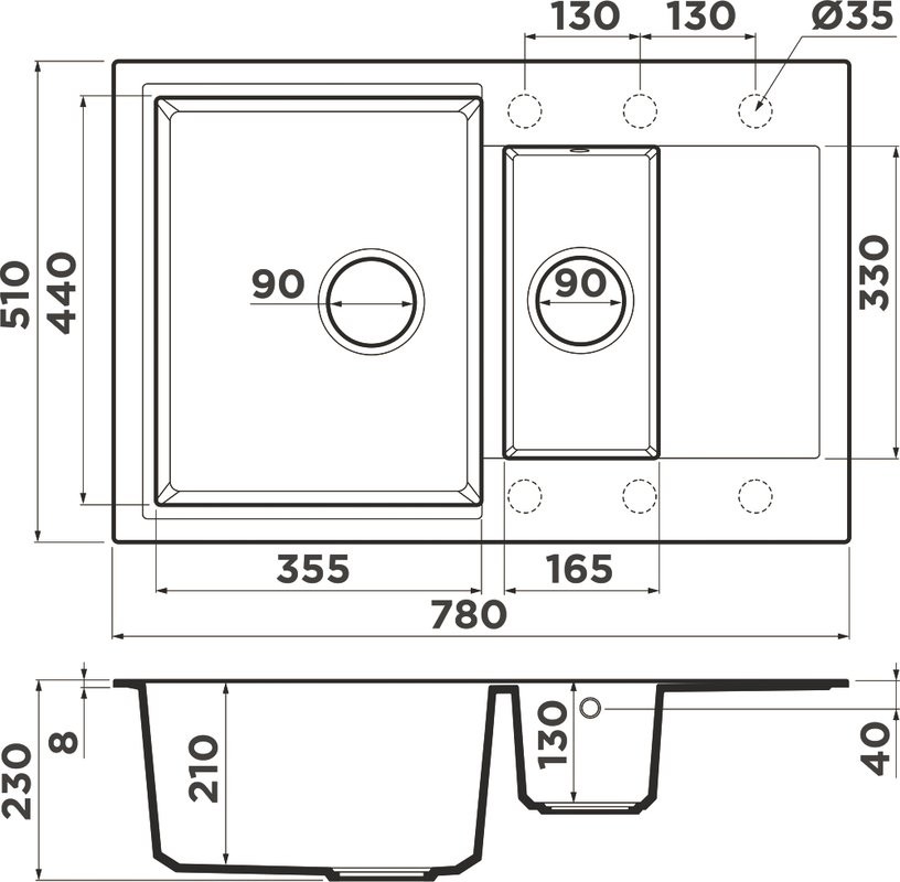 Комплект Мойка Omoikiri Daisen 78-2T-WH белая + Измельчитель Nagare slim 900