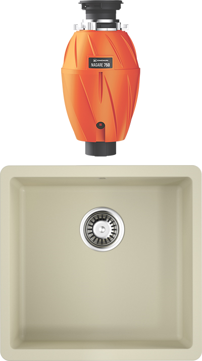 Комплект Мойка Omoikiri Kata 44-U-BE ваниль + Измельчитель Nagare 750
