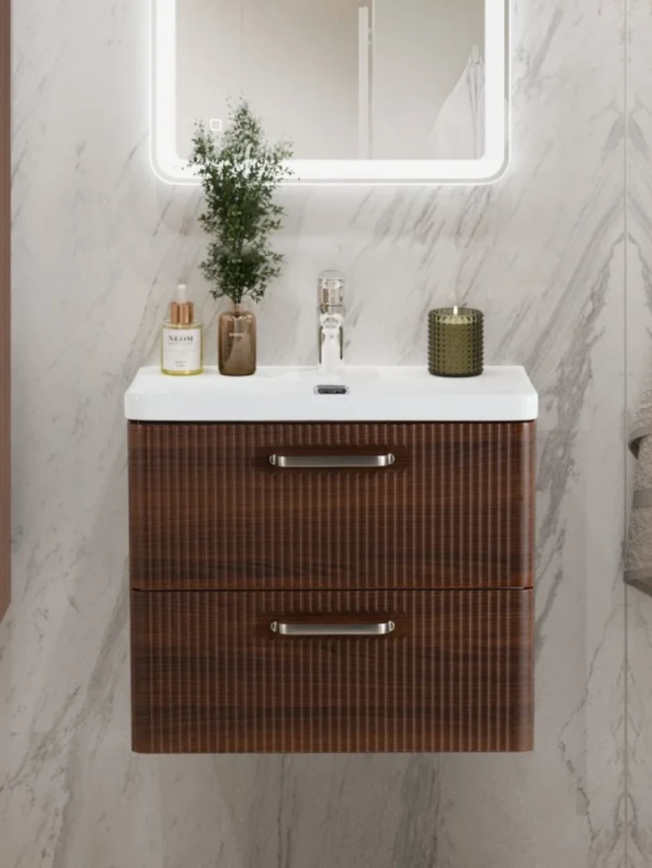 Мебель для ванной комнаты BelBagno Due 50 ручки матовый атласный никель, noce