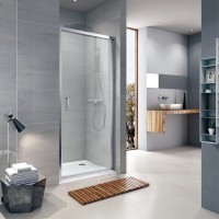 Душевая дверь в нишу Koller Pool Aqua Line Neon 90х190, профиль хром, стекло прозрачное. 1 секция