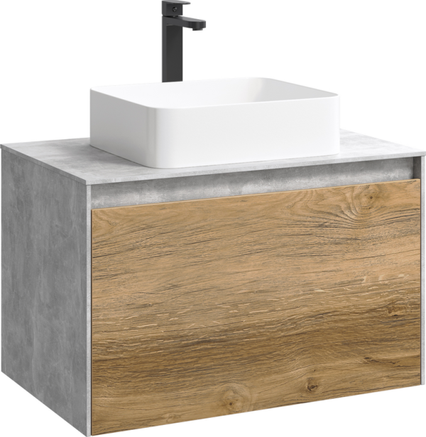 Тумба с раковиной Aqwella 5 stars Mobi 80 бетон светлый, дуб балтийский