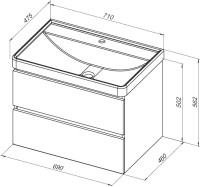 Тумба под раковину без столешницы Aquanet Вега 2.0 70 подвесная, бежевая матовая