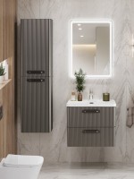 Тумба с раковиной BelBagno Due 60 ручки матовый темный никель, оружейная сталь