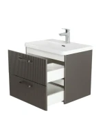 Тумба с раковиной BelBagno Due 60 ручки матовый темный никель, оружейная сталь