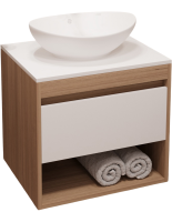 Тумба с раковиной Teymi Ritta 55 дуб эврика, матовая белая, раковина Lori 60