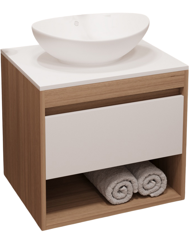 Тумба с раковиной Teymi Ritta 55 дуб эврика, матовая белая, раковина Lori 60