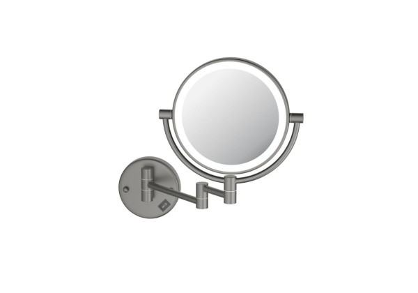 Косметическое зеркало AQUATEK AQ4912BGM с подсветкой, с диммером, двухстороннее, телескопическое, поворотное, хром