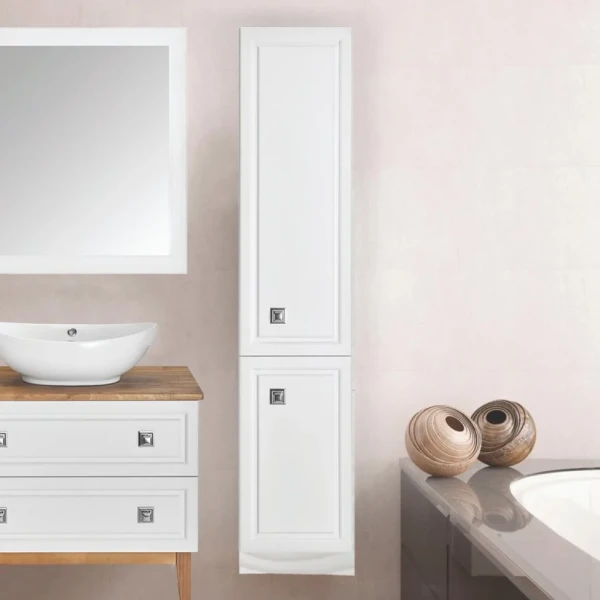 Шкаф пенал для ванной ASB-Woodline Каталина 35 белый