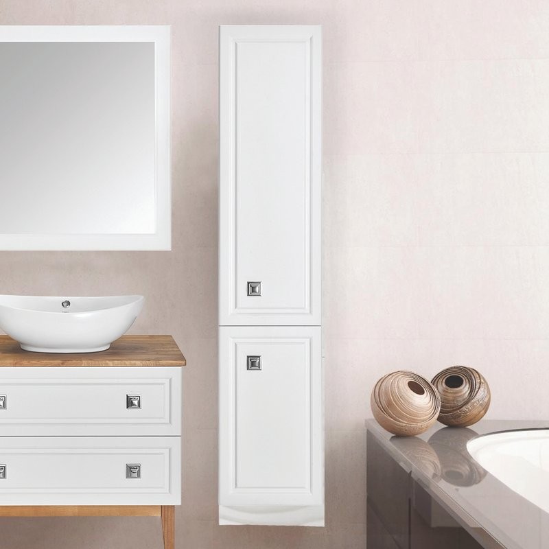 Шкаф пенал для ванной ASB-Woodline Каталина 35 белый