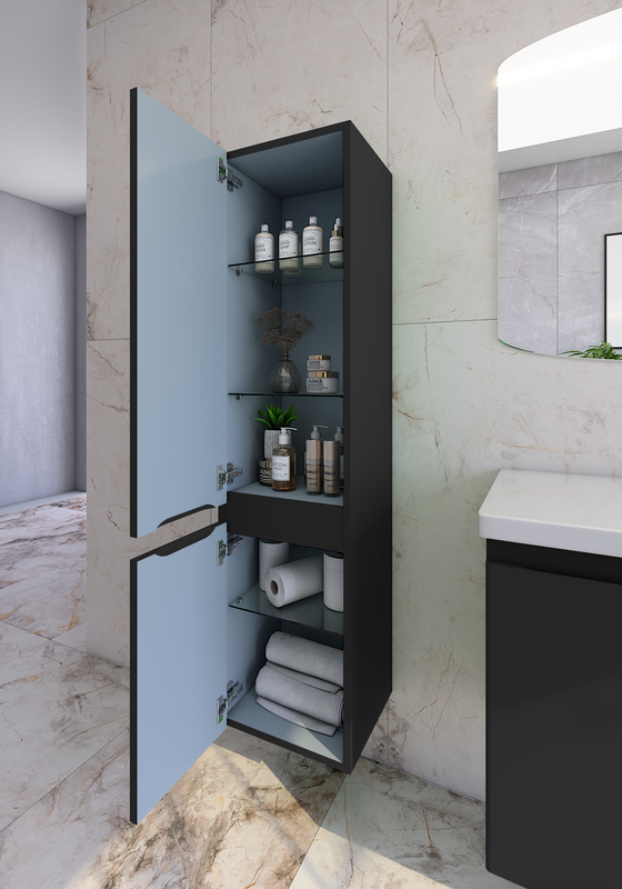 Шкаф-пенал для ванной Caprigo Forte 35 L черный