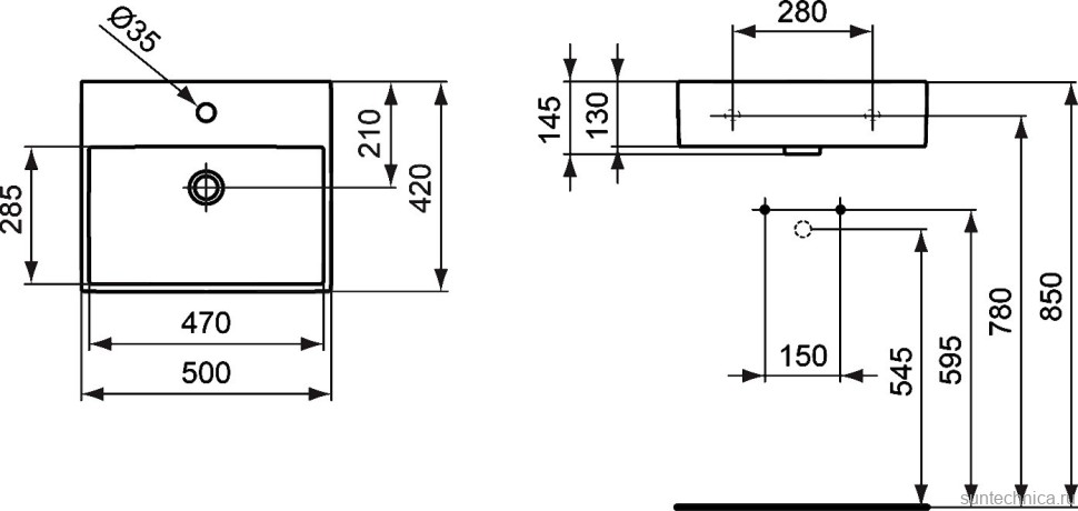 Накладная раковина Ideal Standard Strada K077701 50 см