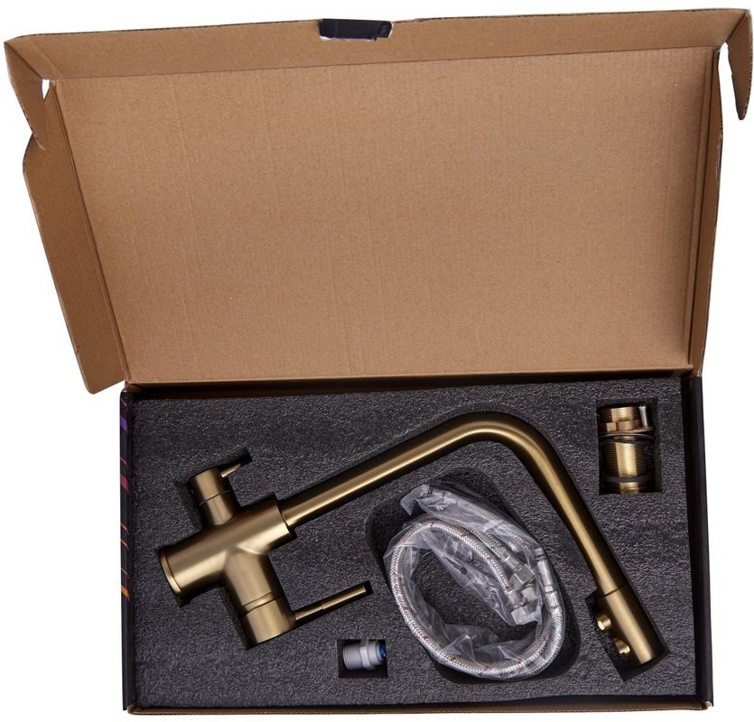 Смеситель для кухни Fashun A4352-21 с краном для питьевой воды, бронза