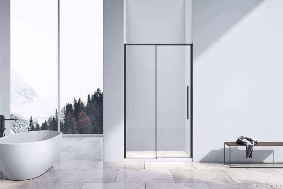 Душевая дверь в нишу Vincea Slim-N VDS-4SN130CLB 130 см, профиль черный