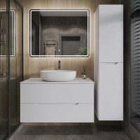 Тумба с раковиной Orange Line 100 подвесная, 2 ящика, матовая белая с раковиной B05-520W