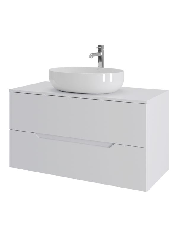 Тумба с раковиной Orange Line 100 подвесная, 2 ящика, матовая белая с раковиной B05-520W