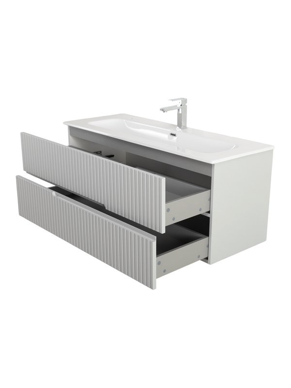Тумба под раковину без столешницы Cezares Duet-n 120 подвесная, 2 ящика, жемчужная серая