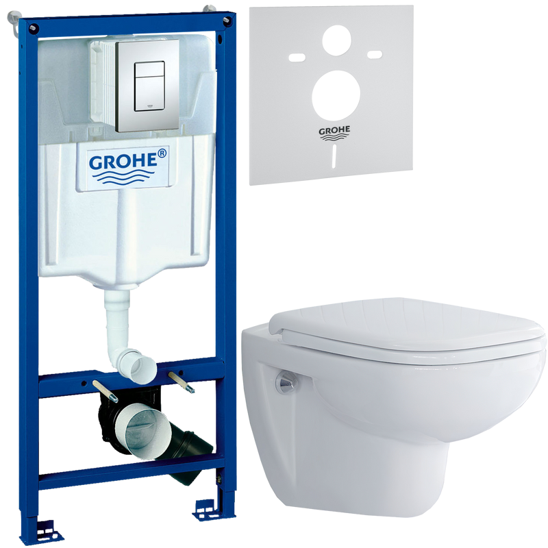 Комплект Унитаз подвесной Duravit D-code 45700900A1 безободковый + Инсталляция Grohe Rapid SL 38772001 3 в 1 с кнопкой смыва + Звукоизоляция