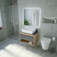 Тумба с раковиной Teymi Ritta 65 дуб эврика, матовый графит, раковина Aina 56