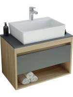 Тумба с раковиной Teymi Ritta 65 дуб эврика, матовый графит, раковина Aina 56