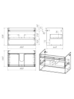 Тумба с раковиной Teymi Vitra 80 дуб, белая волна