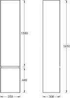 Шкаф пенал для ванной KERAMA MARAZZI Cubo 165 L мальва матовый