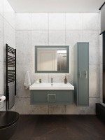 Мебель для ванной комнаты La Fenice Cubo 100 серая, ручка хром