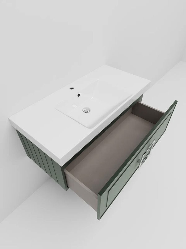Мебель для ванной комнаты La Fenice Cubo 100 серая, ручка хром