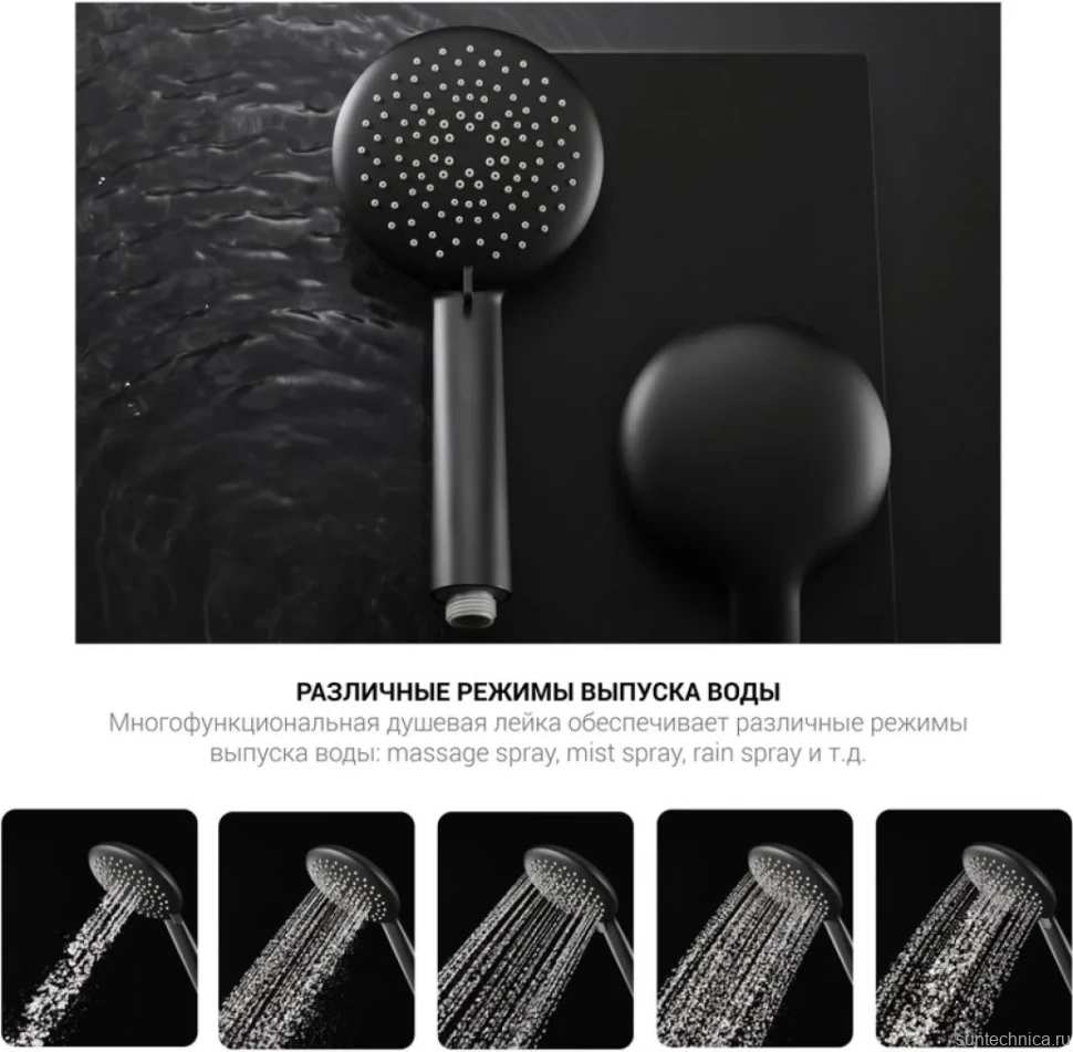Душевая стойка Vincea Desire VSFS-1D1TGM с термостатом, вороненая сталь