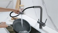 Смеситель для кухни Paulmark Serpentine Se213222-GRM серый металлик