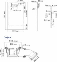 Поддон для душа Wasserkraft Main 41T06 120x80 см