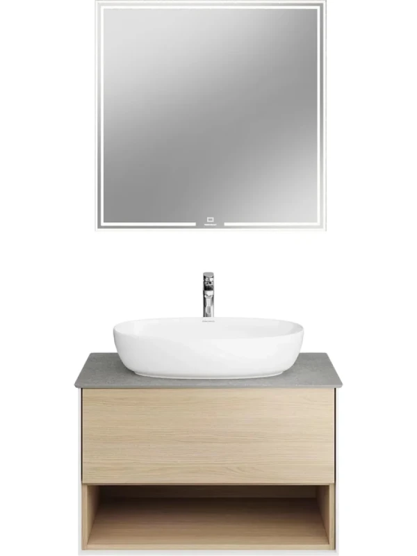 Мебель для ванной комнаты KERAMA MARAZZI Plaza Modern 80 с ящиком и полкой, дуб виченца