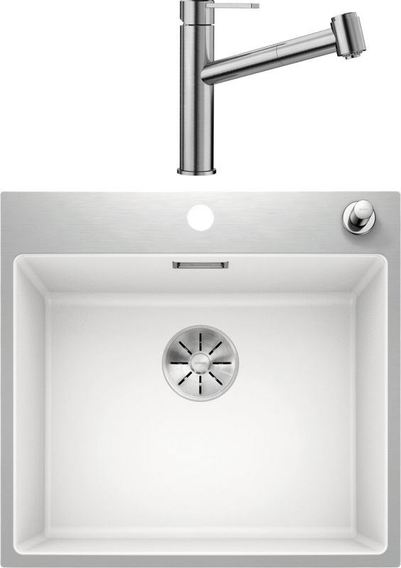 Комплект Мойка Blanco Subline 500-IF/A белая + Смеситель Ambis-S 523119