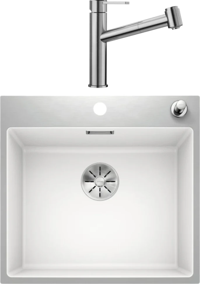 Комплект Мойка Blanco Subline 500-IF/A белая + Смеситель Ambis-S 523119