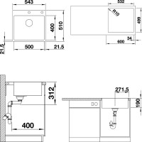 Комплект Мойка Blanco Subline 500-IF/A белая + Смеситель Ambis-S 523119