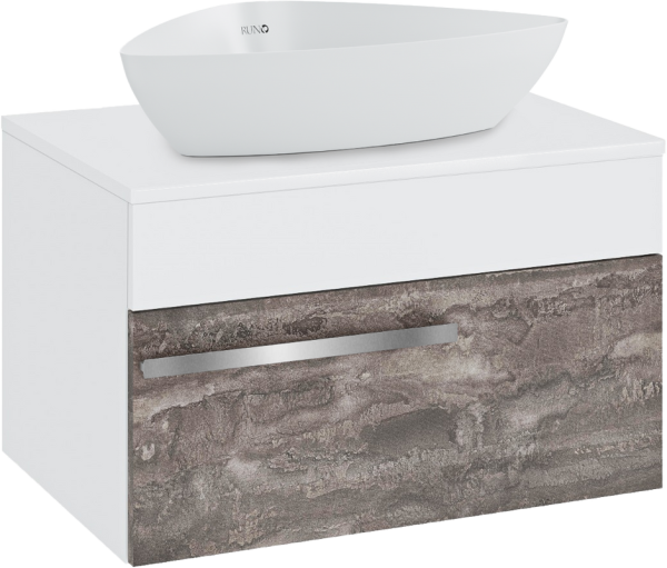 Тумба с раковиной Runo Вудлайн 65 подвесная, железный камень, раковина Terzo 60