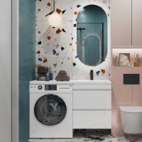 Тумба с раковиной Vigo Urban 60 R 2 ящика, под стиральную машину, белая