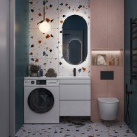 Тумба с раковиной Vigo Urban 60 R 2 ящика, под стиральную машину, белая