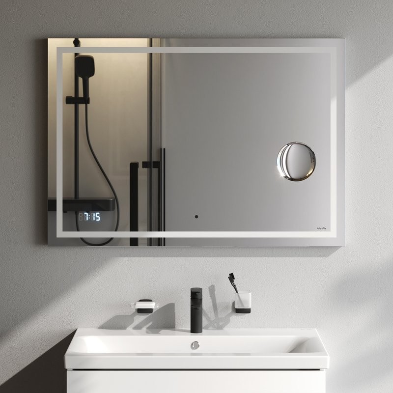 Зеркало AM.PM Gem 100 с LED-подсветкой, часами и косметическим зеркалом