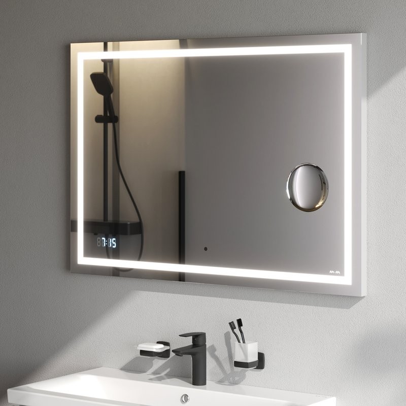 Зеркало AM.PM Gem 100 с LED-подсветкой, часами и косметическим зеркалом