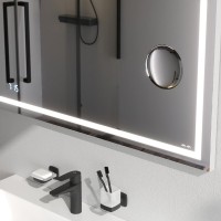 Зеркало AM.PM Gem 100 с LED-подсветкой, часами и косметическим зеркалом