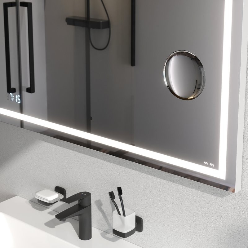 Зеркало AM.PM Gem 100 с LED-подсветкой, часами и косметическим зеркалом