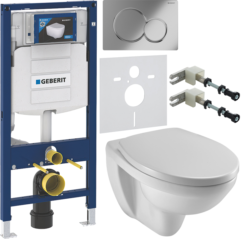 Комплект Унитаз подвесной Jacob Delafon Patio E4187 + Крышка E4267 + Инсталляция Geberit Duofix UP 320 111.300.00.5 + Кнопка Sigma 01 115.770.21.5 хром + Крепления 111.815.00.1 к стене + Звукоизоляция