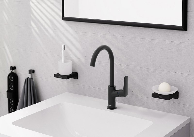 Смеситель для раковины Hansgrohe Logis 71130670 матовый черный