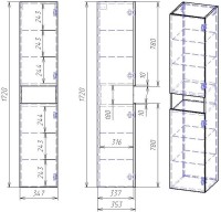 Шкаф-пенал для ванной Dreja Perfecto 35 L/R белый глянец
