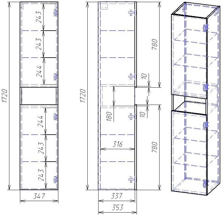 Шкаф-пенал для ванной Dreja Perfecto 35 L/R белый глянец