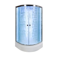 Душевая кабина DTO D EM2780LED+GM профиль хром, стекло матовое с узором