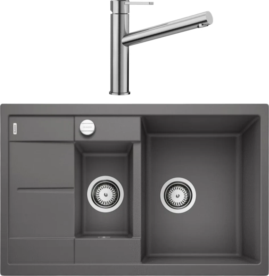 Комплект Мойка Blanco Metra 6 S Compact темная скала + Смеситель Ambis Ambis 523118