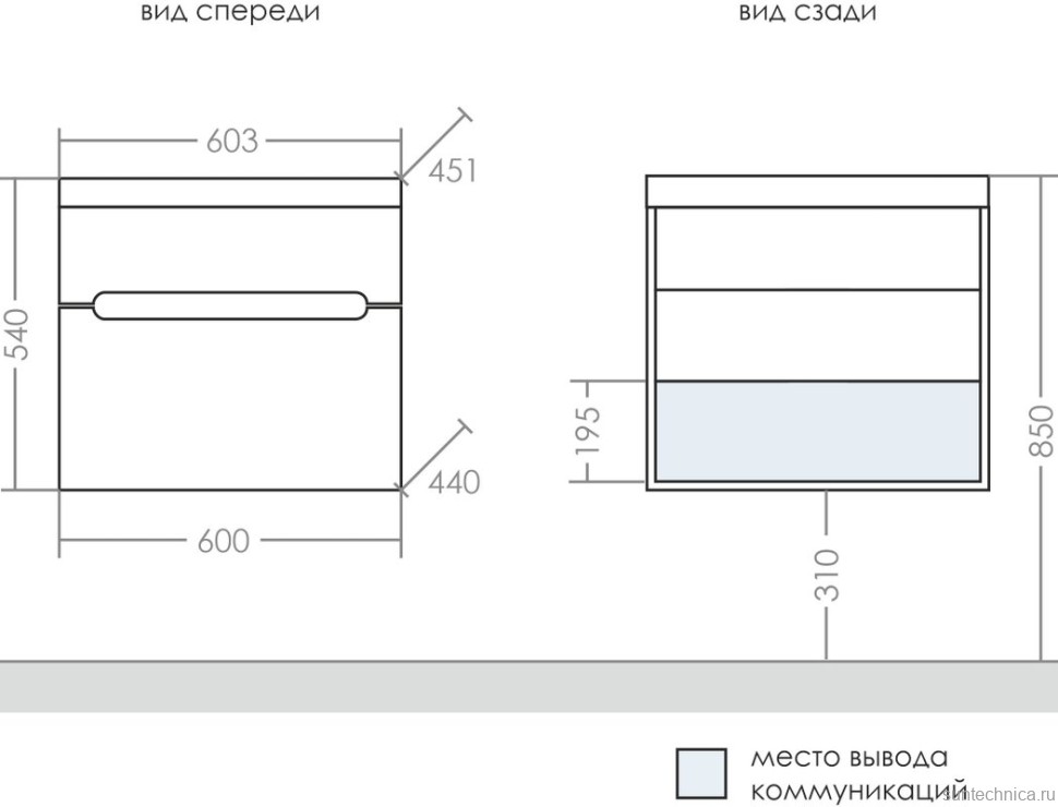 Тумба с раковиной СаНта Лондон 60 подвесная