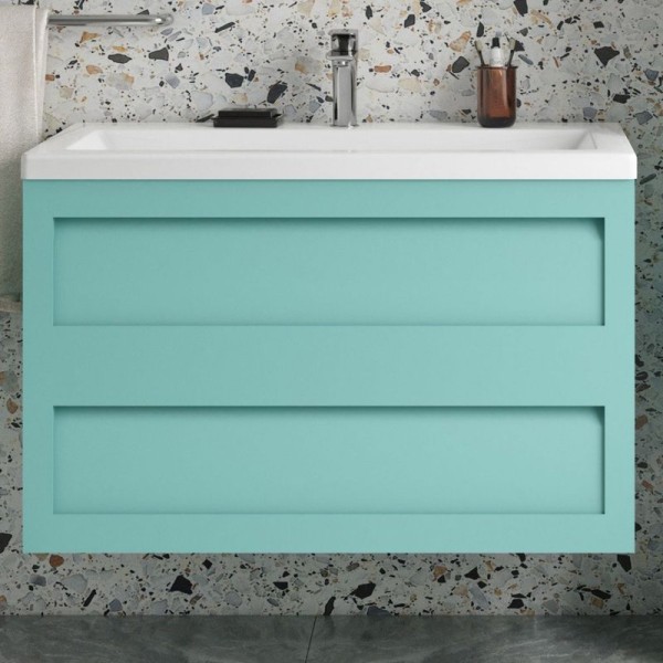 Тумба с раковиной Art&Max Platino 90, подвесная, светло-зеленая матовая