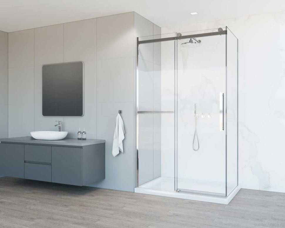 Душевой уголок Vincea Como Soft VSR-1CS8011CL 110x80 см профиль хром, стекло прозрачное